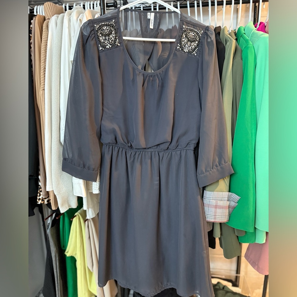 Grey Dress w/ Shoulder details